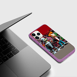Чехол iPhone 11 Pro матовый Bender bending robot and Fry - ai art graffiti, цвет: 3D-фиолетовый — фото 2