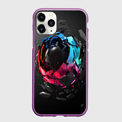 Чехол iPhone 11 Pro матовый Abstract graphics, цвет: 3D-фиолетовый
