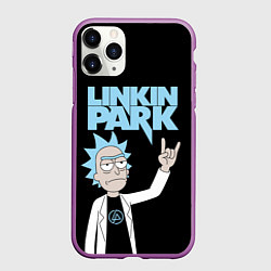 Чехол iPhone 11 Pro матовый Linkin Park и Рик Санчес из Рик и Морти