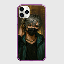 Чехол iPhone 11 Pro матовый Красивый парень в маске