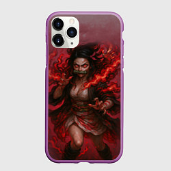 Чехол iPhone 11 Pro матовый Незуко Камадо реализм, цвет: 3D-фиолетовый