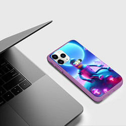 Чехол iPhone 11 Pro матовый Bender bending robot on the amazing neon mushroom, цвет: 3D-фиолетовый — фото 2