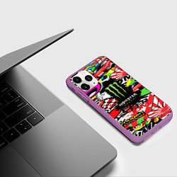 Чехол iPhone 11 Pro матовый Monster energy steel brend, цвет: 3D-фиолетовый — фото 2