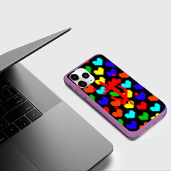 Чехол iPhone 11 Pro матовый Doom love pixel pattern, цвет: 3D-фиолетовый — фото 2