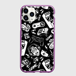 Чехол iPhone 11 Pro матовый Retro gamer pattern, цвет: 3D-фиолетовый