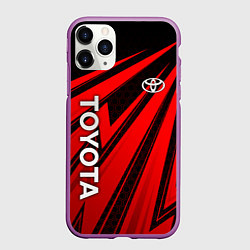 Чехол iPhone 11 Pro матовый Тойота - красные полосы, цвет: 3D-фиолетовый