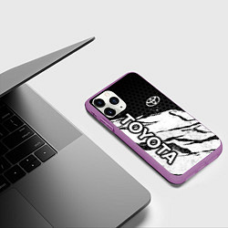 Чехол iPhone 11 Pro матовый Toyota - черный и белый, цвет: 3D-фиолетовый — фото 2