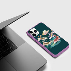 Чехол iPhone 11 Pro матовый Рыбы в облаках над прудом, цвет: 3D-фиолетовый — фото 2