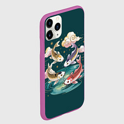 Чехол iPhone 11 Pro матовый Рыбы в облаках над прудом, цвет: 3D-фиолетовый — фото 2