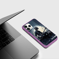 Чехол iPhone 11 Pro матовый Играющий на гитаре в свете Луны музыкант, цвет: 3D-фиолетовый — фото 2