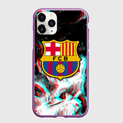 Чехол iPhone 11 Pro матовый Barcelona огонь глитч