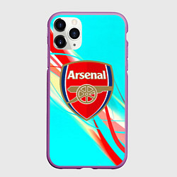Чехол iPhone 11 Pro матовый Arsenal stripes, цвет: 3D-фиолетовый