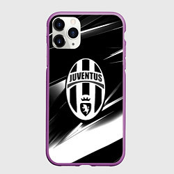Чехол iPhone 11 Pro матовый Juventus geometry stripes black, цвет: 3D-фиолетовый