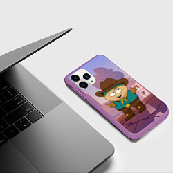 Чехол iPhone 11 Pro матовый Эрик Картман гот одет как ковбой, цвет: 3D-фиолетовый — фото 2