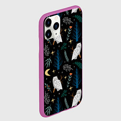 Чехол iPhone 11 Pro матовый Сова в зимнем лесу, цвет: 3D-фиолетовый — фото 2