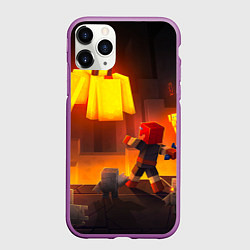 Чехол iPhone 11 Pro матовый Майнкрафт - рейд босс, цвет: 3D-фиолетовый