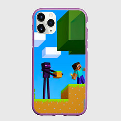 Чехол iPhone 11 Pro матовый Эндермен помогает героям, цвет: 3D-фиолетовый
