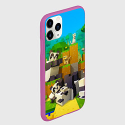 Чехол iPhone 11 Pro матовый Майнкрафт - панды, цвет: 3D-фиолетовый — фото 2