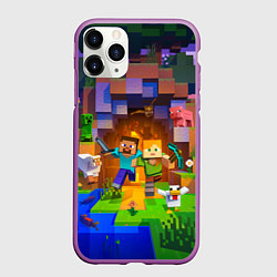 Чехол iPhone 11 Pro матовый Стив и Алекс - Майнкрафт, цвет: 3D-фиолетовый