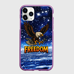 Чехол iPhone 11 Pro матовый Freedom - орел разрывает цепи, цвет: 3D-фиолетовый