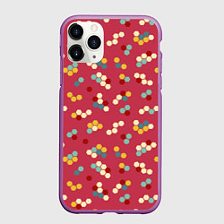 Чехол iPhone 11 Pro матовый Мозаика из шестиугольников на розовом
