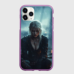 Чехол iPhone 11 Pro матовый Цири сидит под дождем, цвет: 3D-фиолетовый