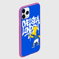 Чехол iPhone 11 Pro матовый Граффити Челси и Барт Симпсон, цвет: 3D-фиолетовый — фото 2