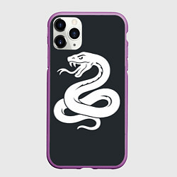 Чехол iPhone 11 Pro матовый Змей - белый, цвет: 3D-фиолетовый