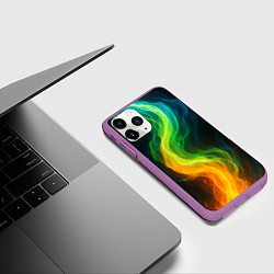Чехол iPhone 11 Pro матовый Разноцветное пламя, цвет: 3D-фиолетовый — фото 2