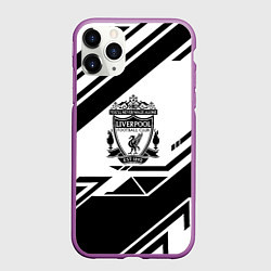Чехол iPhone 11 Pro матовый Liverpool черные полосы геометрия, цвет: 3D-фиолетовый