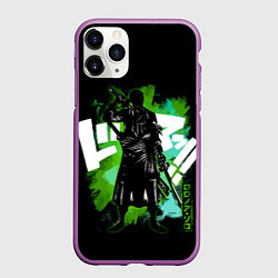 Чехол iPhone 11 Pro матовый One Piece силуэт Ророноа Зоро, цвет: 3D-фиолетовый