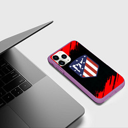 Чехол iPhone 11 Pro матовый Атлетико Мадрид красные краски, цвет: 3D-фиолетовый — фото 2