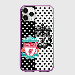 Чехол iPhone 11 Pro матовый Liverpool черно белые точки, цвет: 3D-фиолетовый