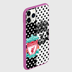 Чехол iPhone 11 Pro матовый Liverpool черно белые точки, цвет: 3D-фиолетовый — фото 2