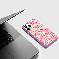 Чехол iPhone 11 Pro матовый Розовые цветочные пуговицы, цвет: 3D-фиолетовый — фото 2