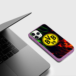 Чехол iPhone 11 Pro матовый Borussia flame toxic, цвет: 3D-фиолетовый — фото 2