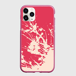 Чехол iPhone 11 Pro матовый Бежевый взрыв на розовом, цвет: 3D-малиновый