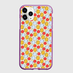 Чехол iPhone 11 Pro матовый Красные, голубые и желтые пузыри, цвет: 3D-фиолетовый