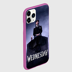 Чехол iPhone 11 Pro матовый Уэнсдей и вещь на могиле Wednesday, цвет: 3D-фиолетовый — фото 2