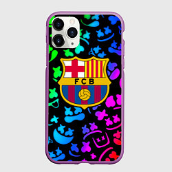Чехол iPhone 11 Pro матовый Барселона x Маршмэллоу неоновый градиент, цвет: 3D-фиолетовый