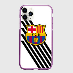 Чехол iPhone 11 Pro матовый Barcelona черно белые полосы, цвет: 3D-фиолетовый