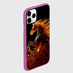 Чехол iPhone 11 Pro матовый Оранжево желтая лошадь созданная из янтаря, цвет: 3D-фиолетовый — фото 2