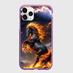 Чехол iPhone 11 Pro матовый Огнегривый скакун, цвет: 3D-фиолетовый