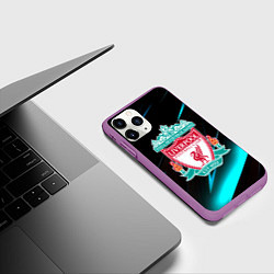 Чехол iPhone 11 Pro матовый Liverpool neon stripes, цвет: 3D-фиолетовый — фото 2