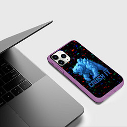 Чехол iPhone 11 Pro матовый Медведь из кристаллов, цвет: 3D-фиолетовый — фото 2