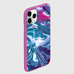 Чехол iPhone 11 Pro матовый Абстракция бело сине красный мрамор, цвет: 3D-фиолетовый — фото 2