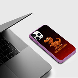 Чехол iPhone 11 Pro матовый Колбасазавр дино из колбасы, цвет: 3D-фиолетовый — фото 2