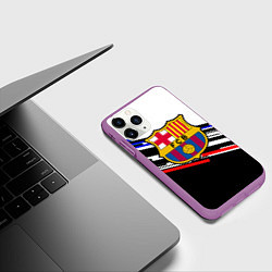 Чехол iPhone 11 Pro матовый Barcelona полосы текстура спорт, цвет: 3D-фиолетовый — фото 2