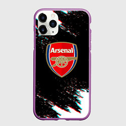 Чехол iPhone 11 Pro матовый Арсенал краски глитч текстура, цвет: 3D-фиолетовый