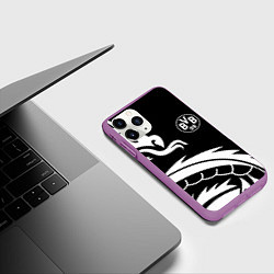 Чехол iPhone 11 Pro матовый Borussia дракон белый, цвет: 3D-фиолетовый — фото 2